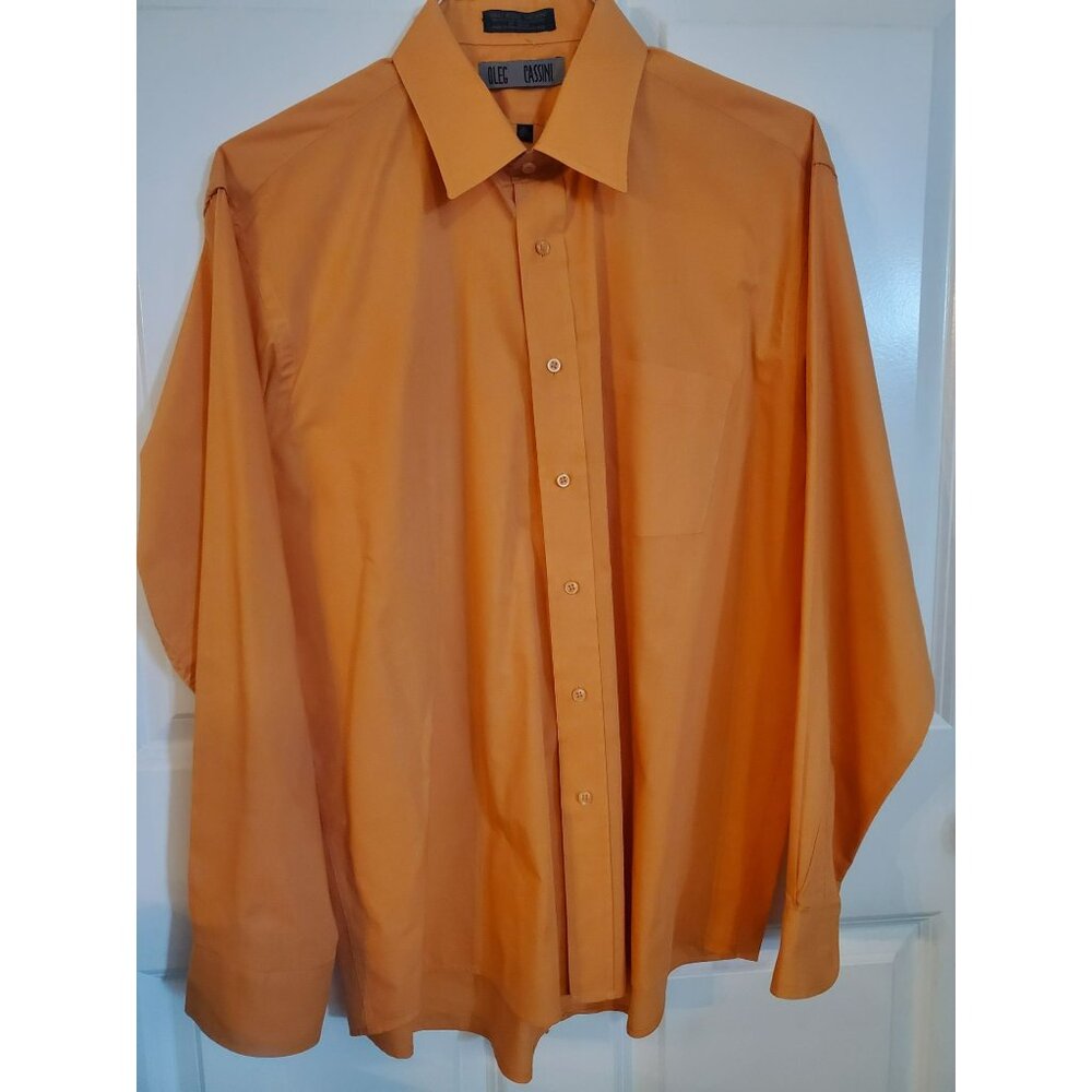 OLEG CASSINI Men's Size 16 1/2 (34/35) Single needle tailoring dress shirt Org